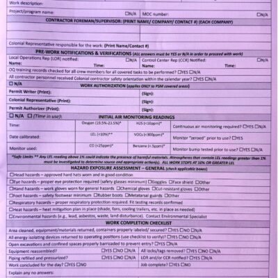 Daily Work Permit Booklets (Pink Sheet)